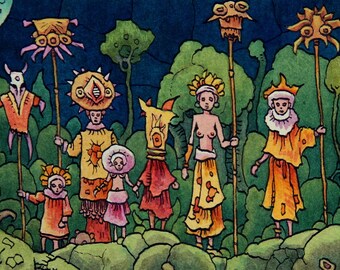 Group, presenting Fetishes - original painting