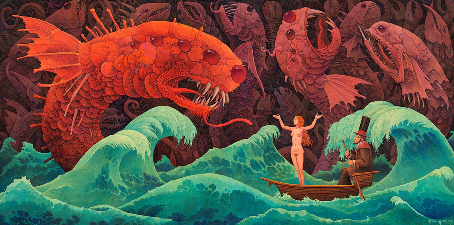 The Taming of the Leviathan Print Behind Acrylglass, Framed, Limited