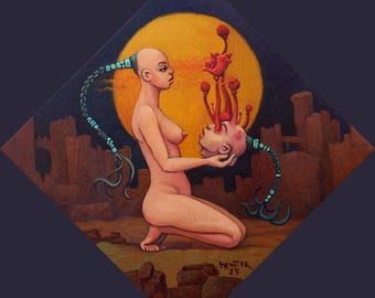 Red Fungus Infection - original oil painting