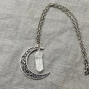 Clear Quartz Moon Necklace