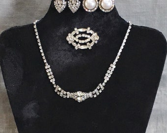 Vintage Rhinestone Jewelry Set