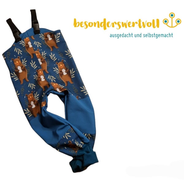 Softshellhose, Latzhose, Outdoorhose, Matschhose, Buddelhose, Waldkindergarten - winddicht, Honig Bär - Eigenproduktion