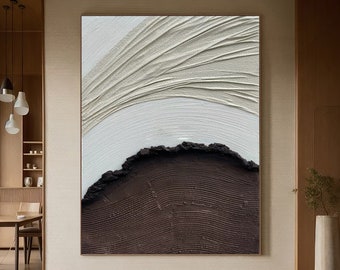 Ocean Waves Abstract Painting 3D Textured Painting Heavy Texture Painting Brown and Beige Painting Earth Tone Waves Art Wabi-Sabi Wall Art