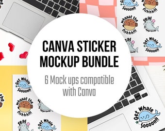 Sticker mockup, Canva sticker mock up, sticker mockups, laptop mockup, sticker display, sticker template, mockup bundle, sticker mock ups