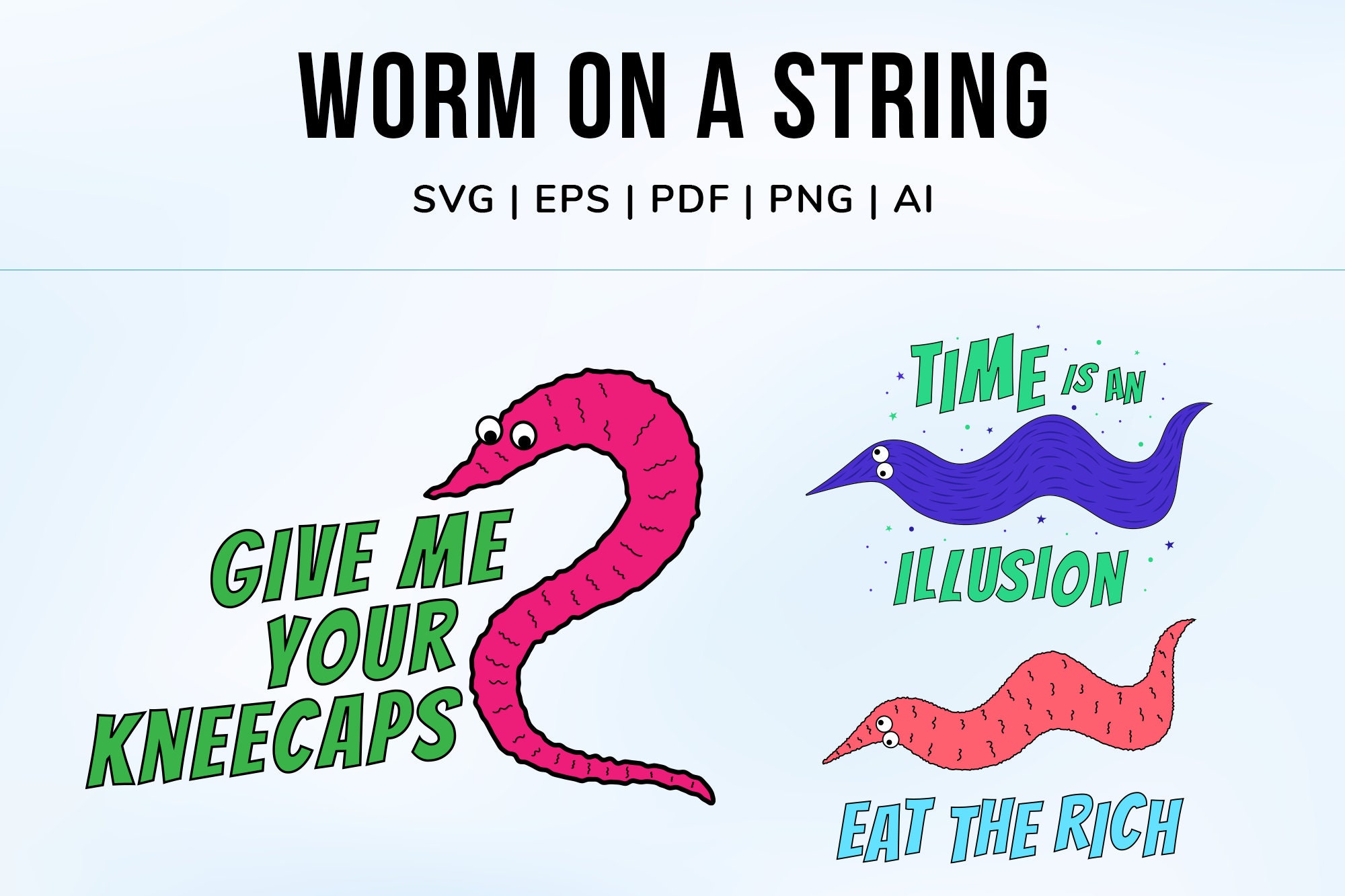 Worm on a string Worm on a string SVG Fuzzy worm worm on a Etsy