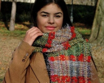 Large woven winter shawl wool scarf