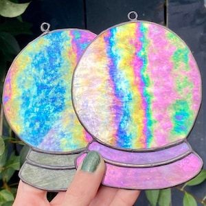 Boule de cristal en vitrail attrape-soleil/sorcière esthétique tenture murale ornement de fenêtre voyante de bonne aventure sorcière goth magique sort idée cadeau fantasmagorie
