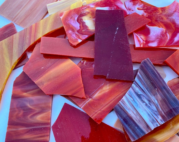 Red Stained Glass Pieces 500g / Mosaic Supplies Glass for Mosaics Art