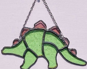 Stained Glass Dinosaur Suncatcher / Dinosaur Wall Decoration Dinosaur Art Unusual Gifts Hanging Window Ornament Quirky Fun Artwork Jurassic