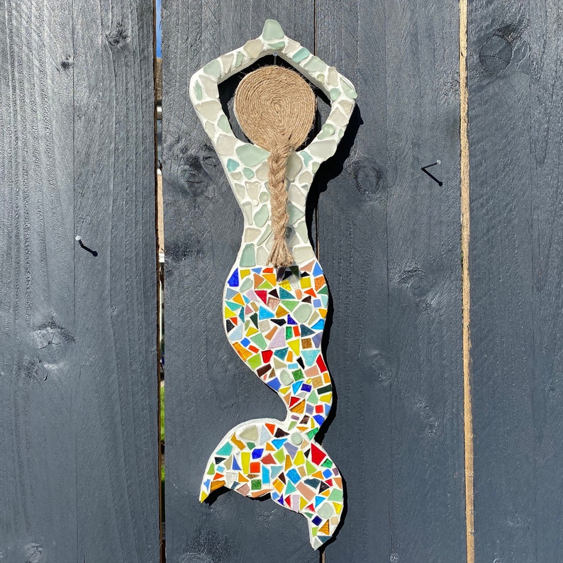 Sea Glass Mosaic Mermaid Wall Decor Bathroom Mosaic Art Seaham Etsy UK