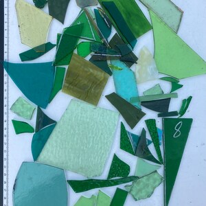 Green Stained Glass Pieces 500g / Mosaic Supplies Glass for Mosaics Art Stain Glass Offcuts Art Craft Supplies Scrap Glass Random Shapes Five