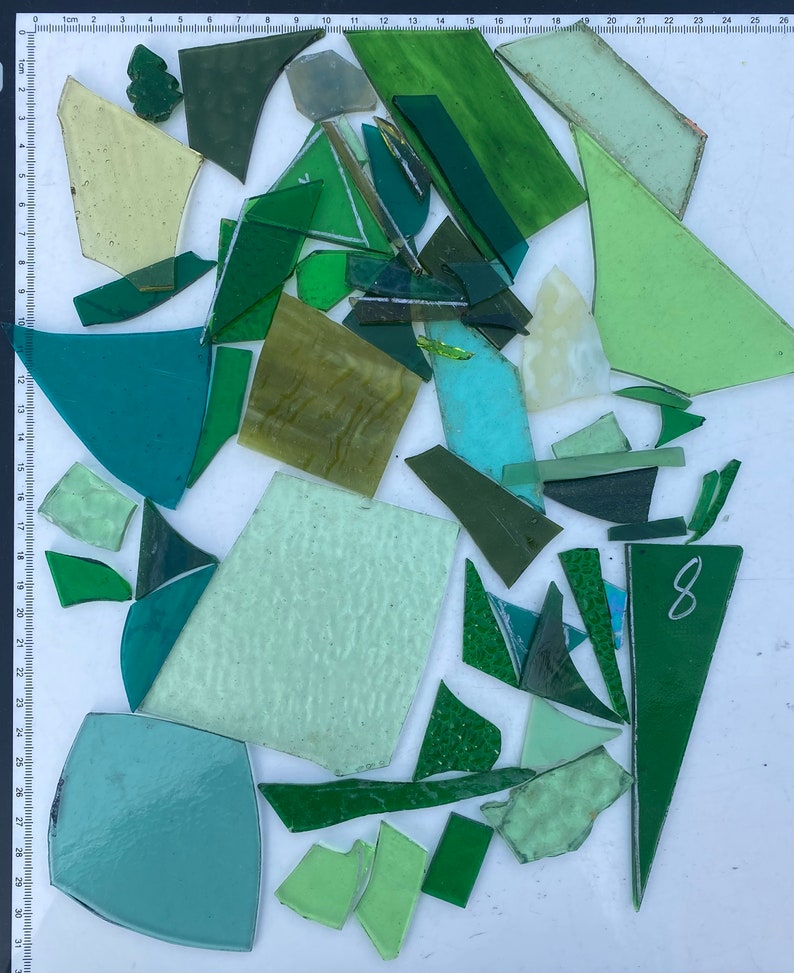 Green Stained Glass Pieces 500g / Mosaic Supplies Glass for Mosaics Art Stain Glass Offcuts Art Craft Supplies Scrap Glass Random Shapes Five