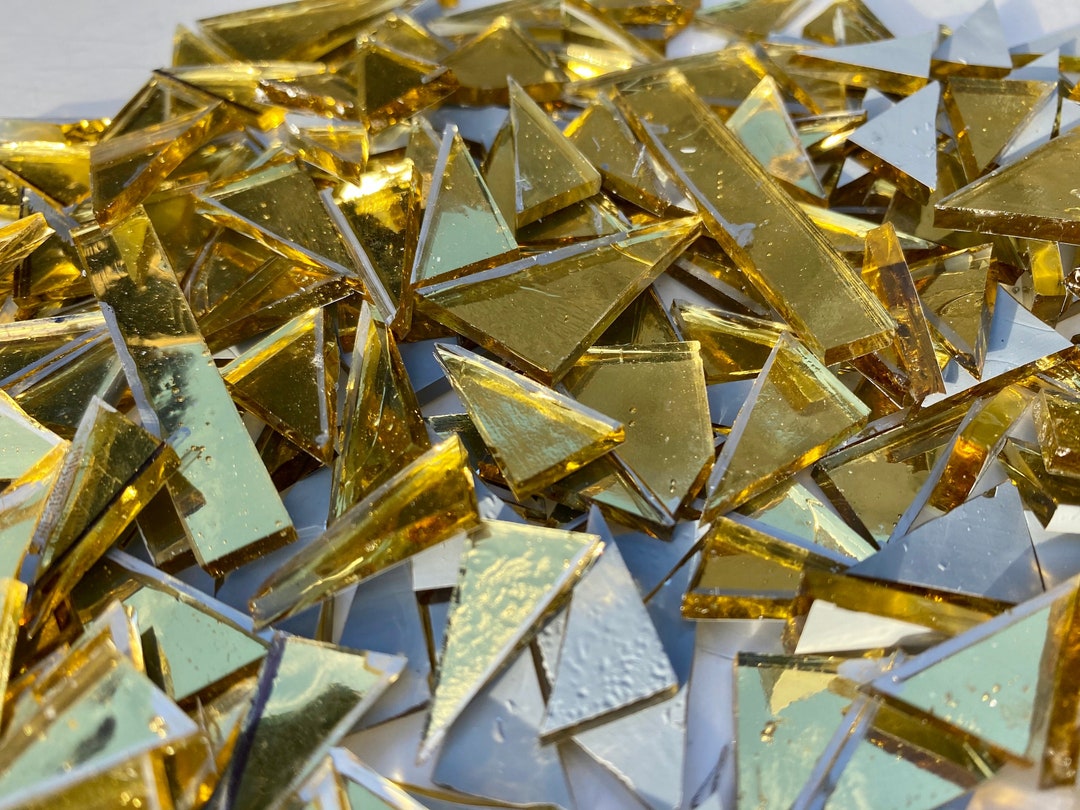 Gold Mirror Stained Glass Offcuts / Mosaic Supplies 200g Glass Etsy