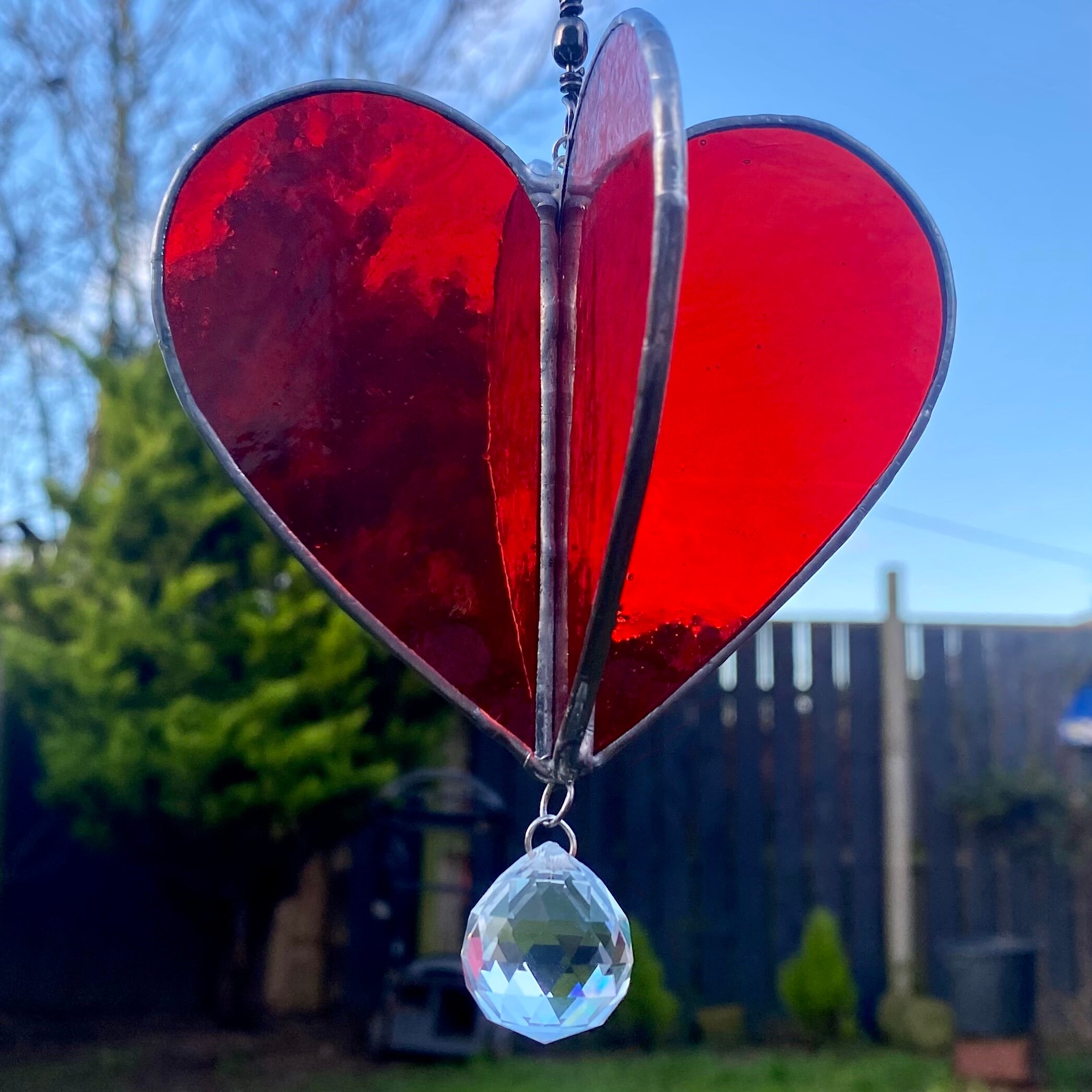 3D Stained Glass Heart Spinner / Hanging Heart Decoration