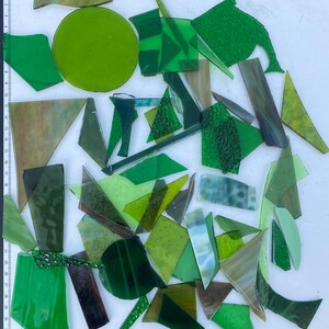 Green Stained Glass Pieces 500g / Mosaic Supplies Glass for Mosaics Art Stain Glass Offcuts Art Craft Supplies Scrap Glass Random Shapes Three