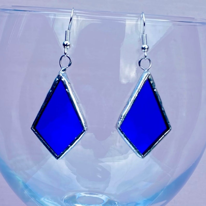 Stained Glass Earrings / Handmade Glass Dangle Earrings Silver Etsy UK