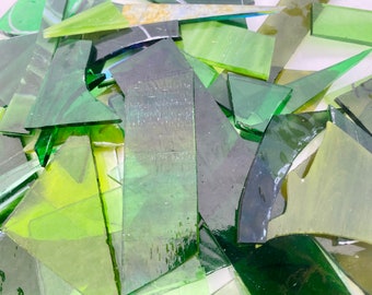 Green Stained Glass Pieces 500g / Mosaic Supplies Glass for Mosaics Art Stain Glass Offcuts Art Craft Supplies Scrap Glass Random Shapes