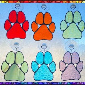 Stained Glass Paw Suncatcher or Wall Decoration, Gift for Animal Lover, Pet Memorial, Paw Print Home Decor Cat Paw Keepsake Dog Paw Birthday