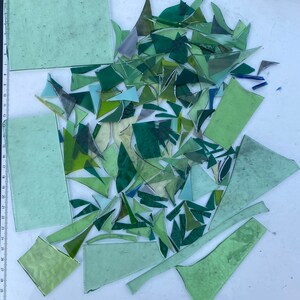 Green Stained Glass Pieces 500g / Mosaic Supplies Glass for Mosaics Art Stain Glass Offcuts Art Craft Supplies Scrap Glass Random Shapes Two