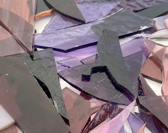 Purple Stained Glass Pieces 500g / Mosaic Supplies Glass for Mosaics Art Stain Glass Offcuts Art Craft Supplies Scrap Glass Random Shapes