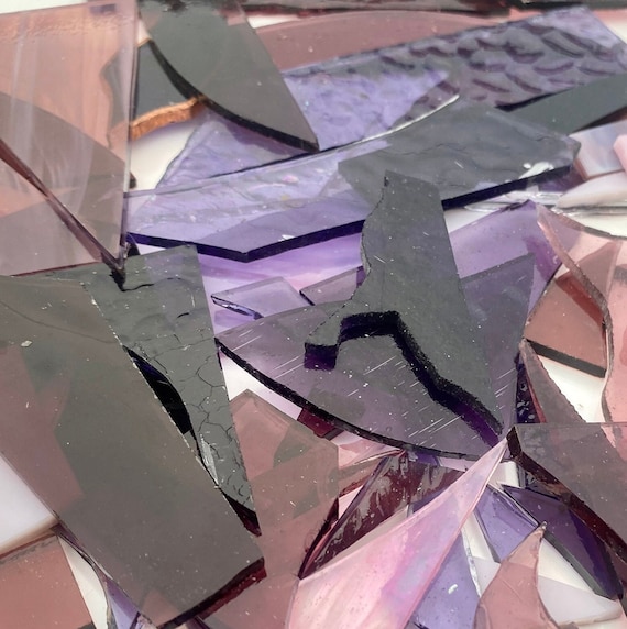 Purple Stained Glass Pieces 500g / Mosaic Supplies Glass for Mosaics Art Stain Glass Offcuts Art Craft Supplies Scrap Glass Random Shapes