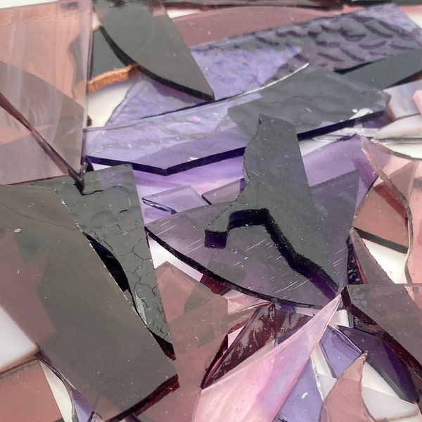 Morceaux de vitrail violet 500 g / Fournitures pour mosaïque Verre pour mosaïques Découpes de vitrail d'art Fournitures pour travaux manuels d'art Rebut de verre Formes aléatoires