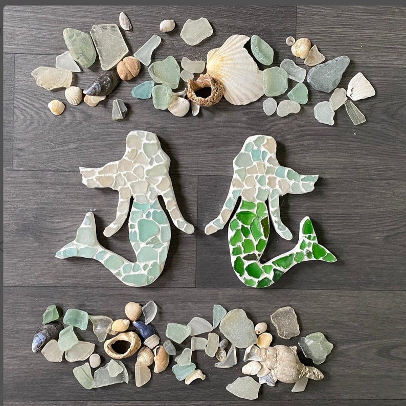 Sea Glass Mosaic Mermaid Wall Decor Bathroom Mosaic Art Seaham Etsy UK