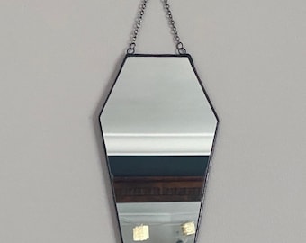 Sarg Spiegel / Sarg Wand Dekor Goth Haus Dekoration Sarg Form Spiegel Handgemachte Geschenke Gruselige Wand Kunst Schwarz Gothic Schlafzimmer Spiegel Kette