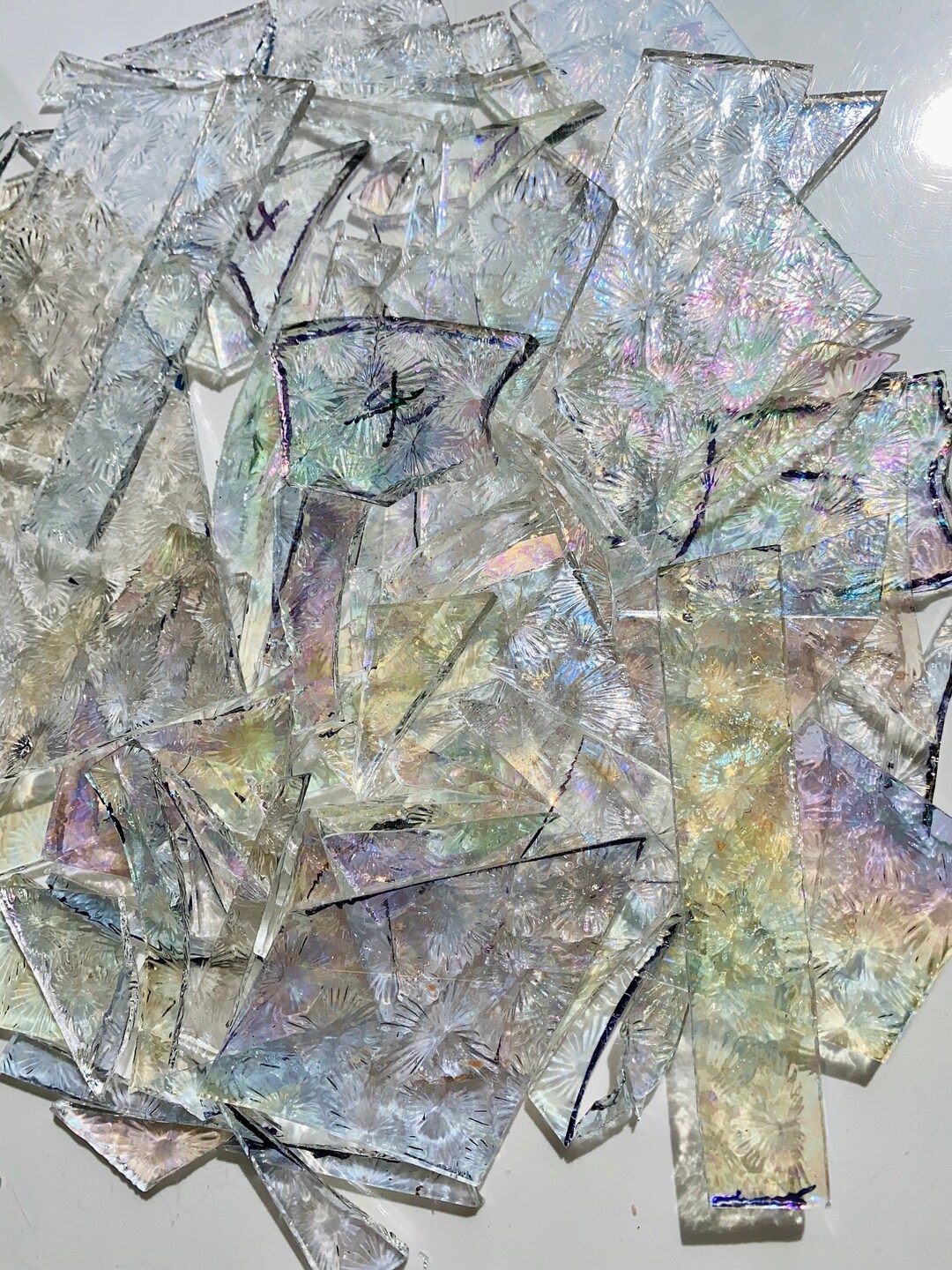 Stained Glass Pieces 500g Floral Mosaic Supplies Iridescent Glass for