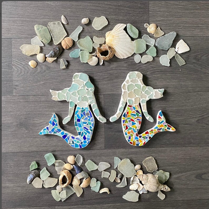 Sea Glass Mosaic Mermaid Wall Decor Bathroom Mosaic Art Seaham Etsy UK