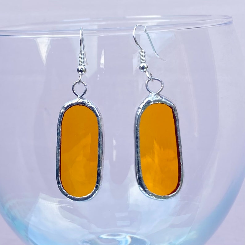 Stained Glass Earrings / Handmade Glass Dangle Earrings Silver Etsy UK