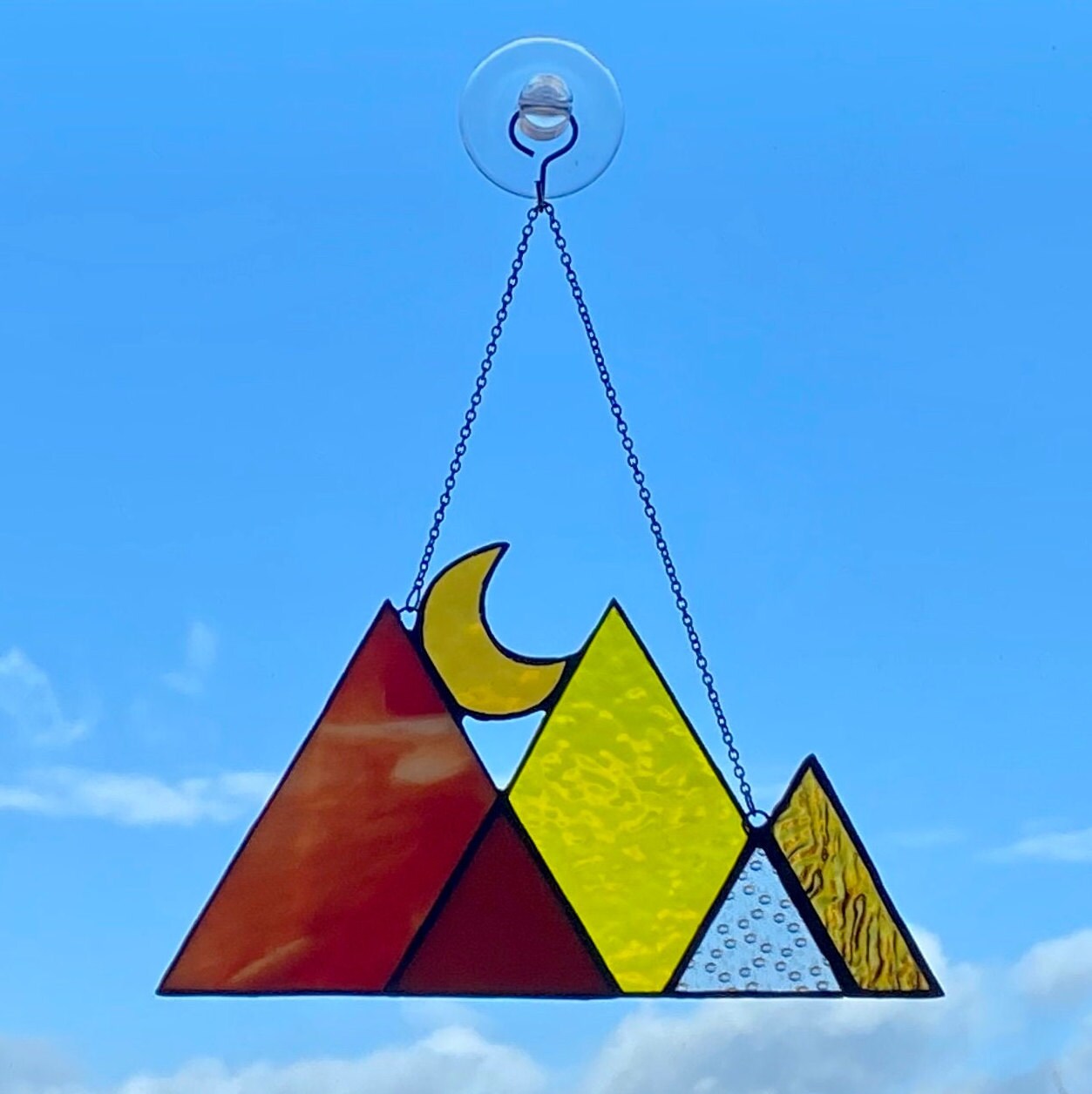 Stained Glass Mountains Suncatcher / Geometric Mountain Etsy