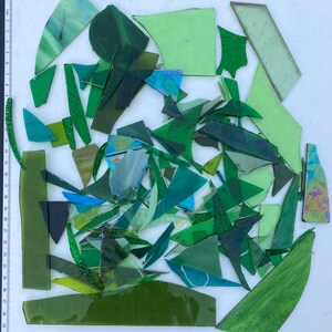 Green Stained Glass Pieces 500g / Mosaic Supplies Glass for Mosaics Art Stain Glass Offcuts Art Craft Supplies Scrap Glass Random Shapes Seven