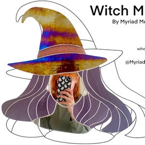 PATTERN - Stained Glass Witch Mirror Pattern, DIGITAL DOWNLOAD Halloween Stained Glass Tutorial Witchy Goth Suncatcher Design Glasswork Art