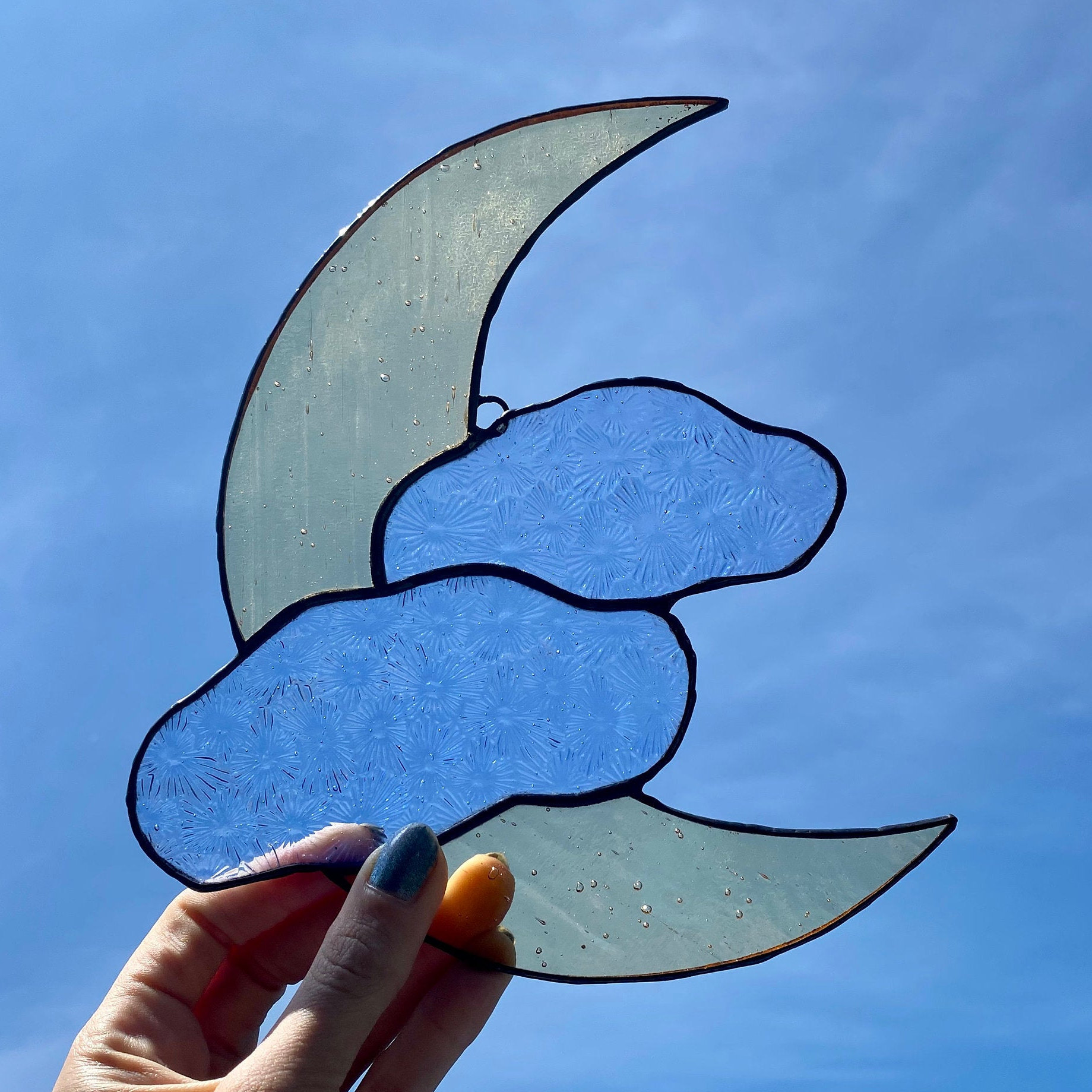Stained Glass Moon Suncatcher / Stained Glass Window Hanging Etsy