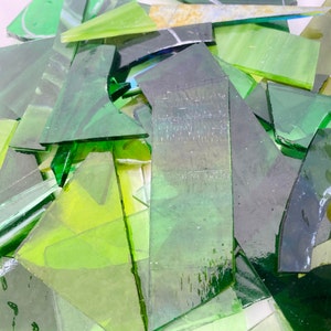 Green Stained Glass Pieces 500g / Mosaic Supplies Glass for Mosaics Art Stain Glass Offcuts Art Craft Supplies Scrap Glass Random Shapes image 1