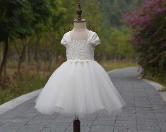 Ivory Flower Girl Dress, Ivory Tutu Dress