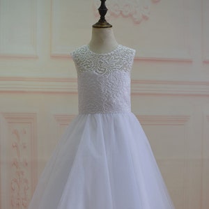 Lace Dress - Rustic Lace Flower Girl Dress, Lace Rustic Dress, Baptism Dress, Birthday Dress