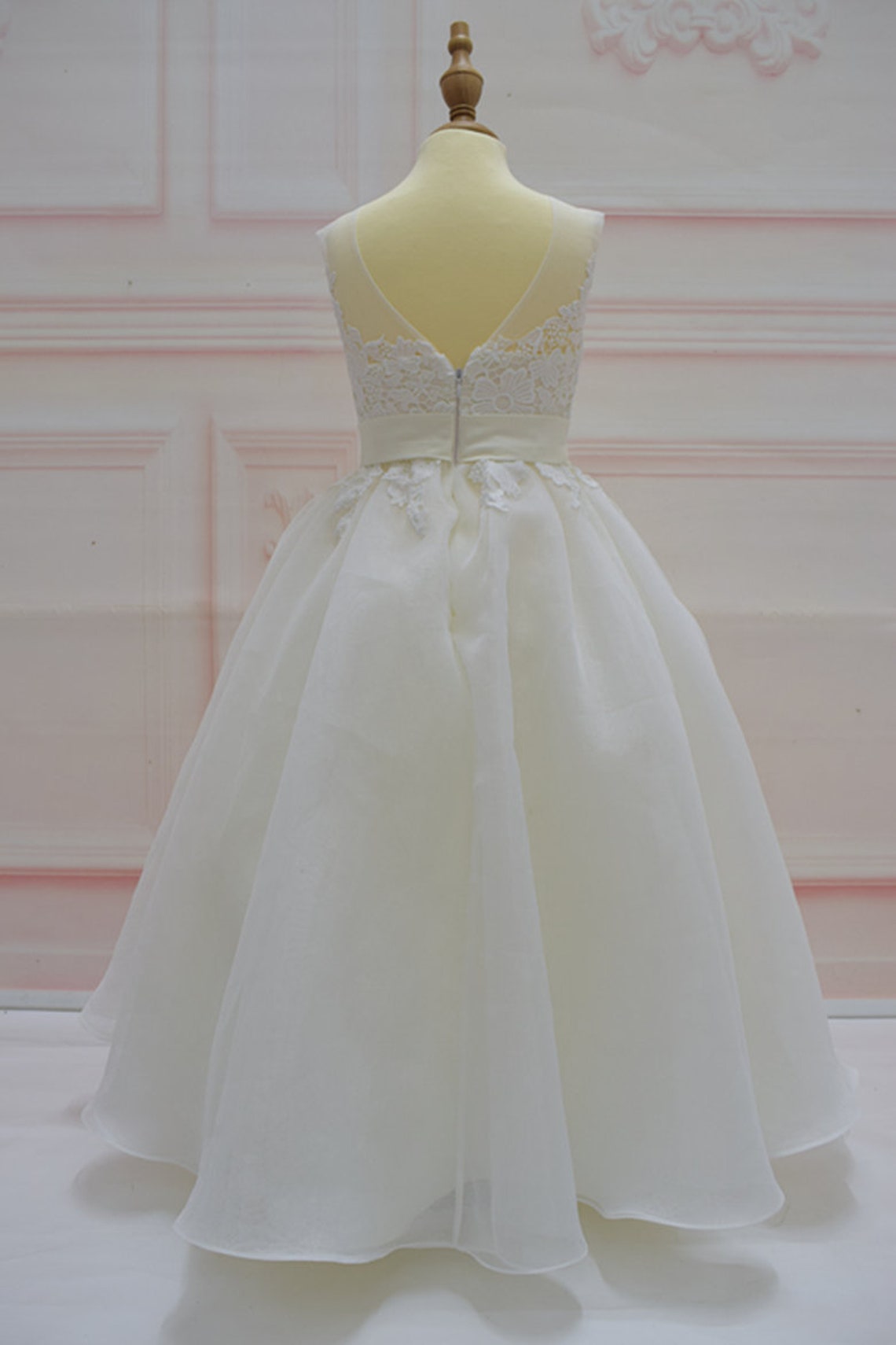 Floral Lace Flower Girl Dress with Rose Sash main image 1