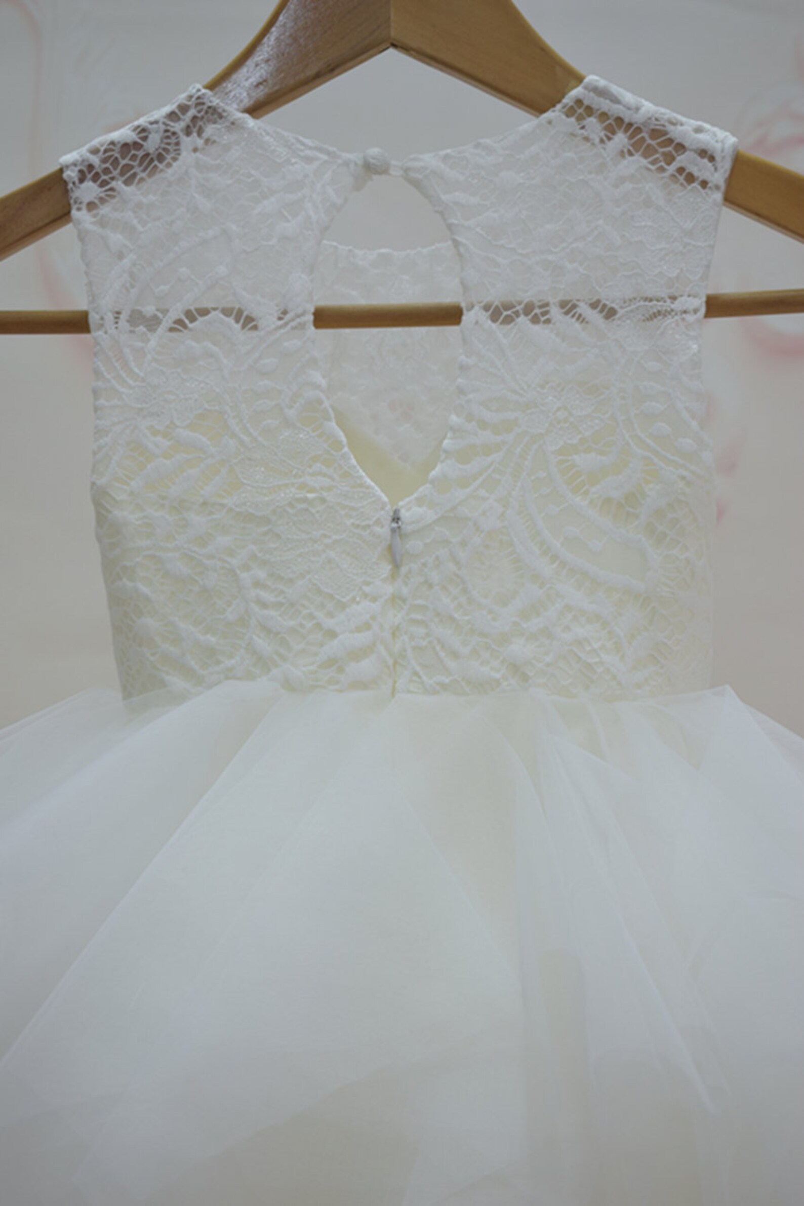 Ivory Flower Girl Dress Glitter Tulle w/ Sash & Bow (7-77)