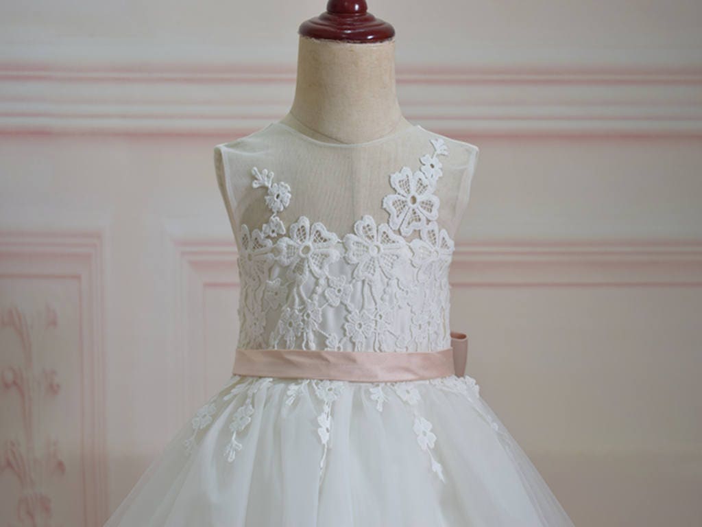 Ivory Pearl Flower Girl Dress main image 0