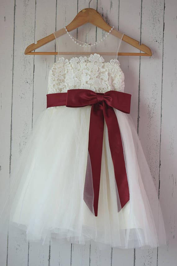 Burgundy flower girl sash clearance