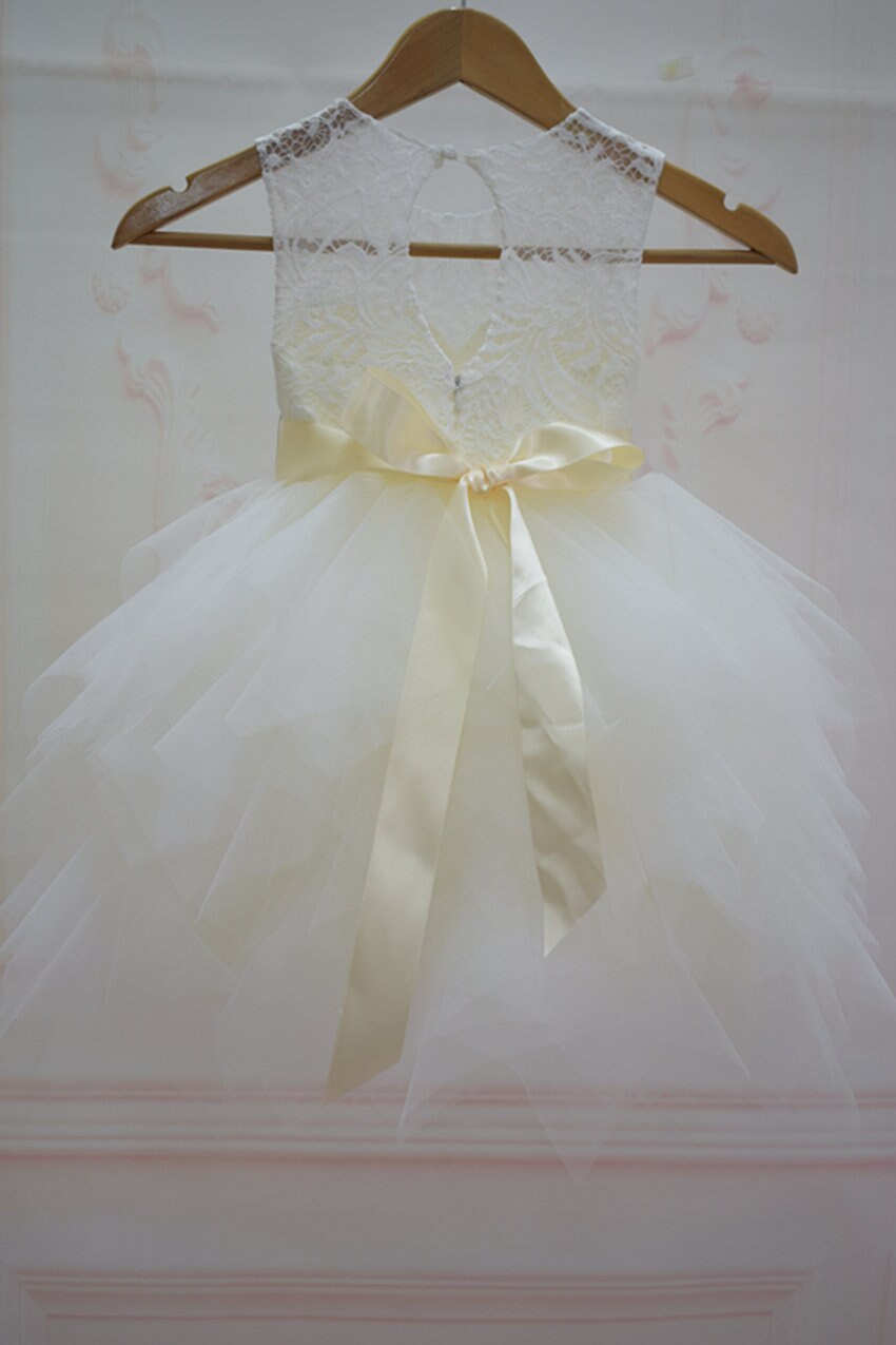 Mini Tulle Ivory Dress With Crystal Feather Flowers And Crystal Bordered Neckline main image 0