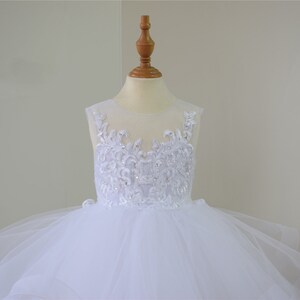 Beautiful Ball Gown Flower Girl Dress with Sash Ribbon and Beading Appliques