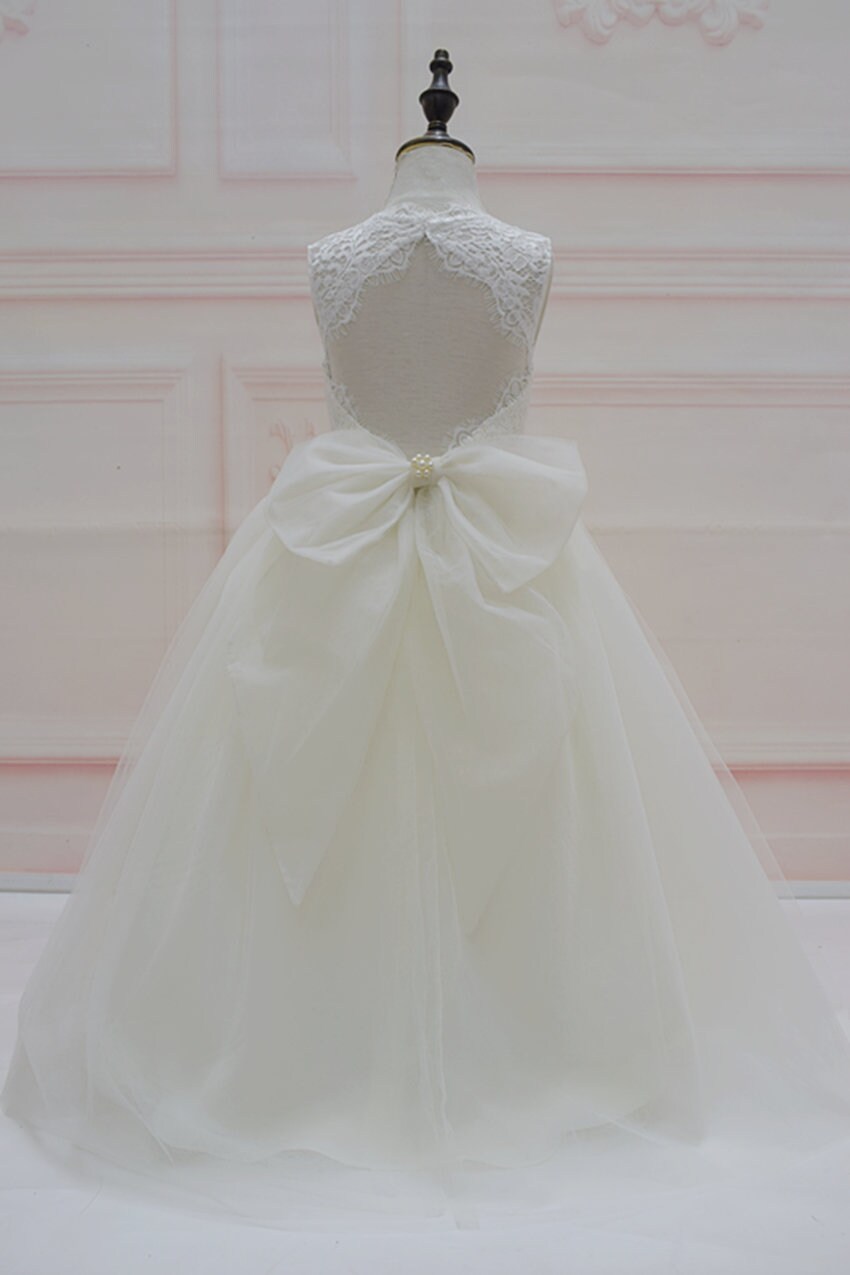 Princess Ivory Lace Tulle Flower Girl Dress