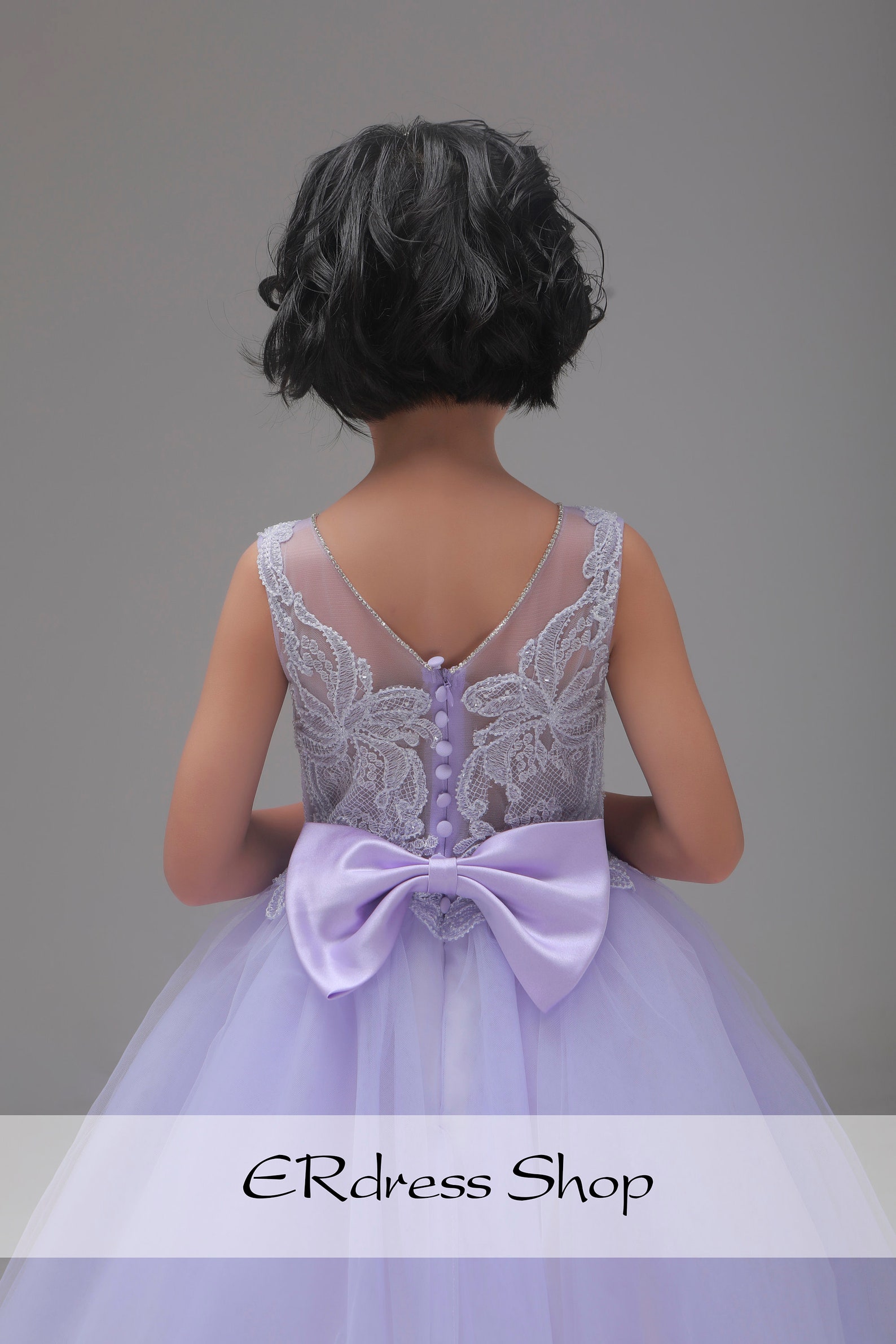 One Shoulder with Flower Flower Girl Dress Lavender