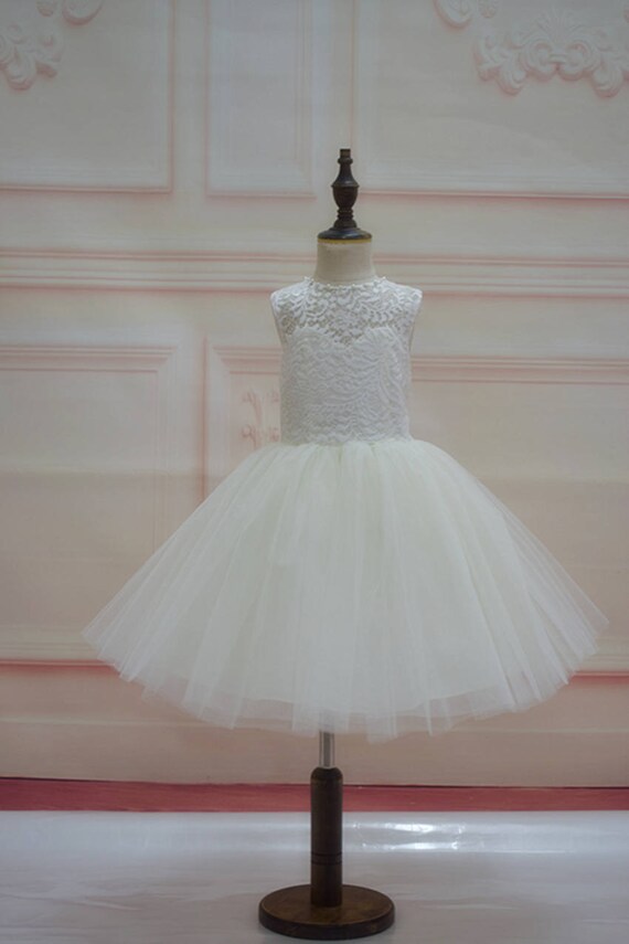 ivory lace tulle flower girl dress