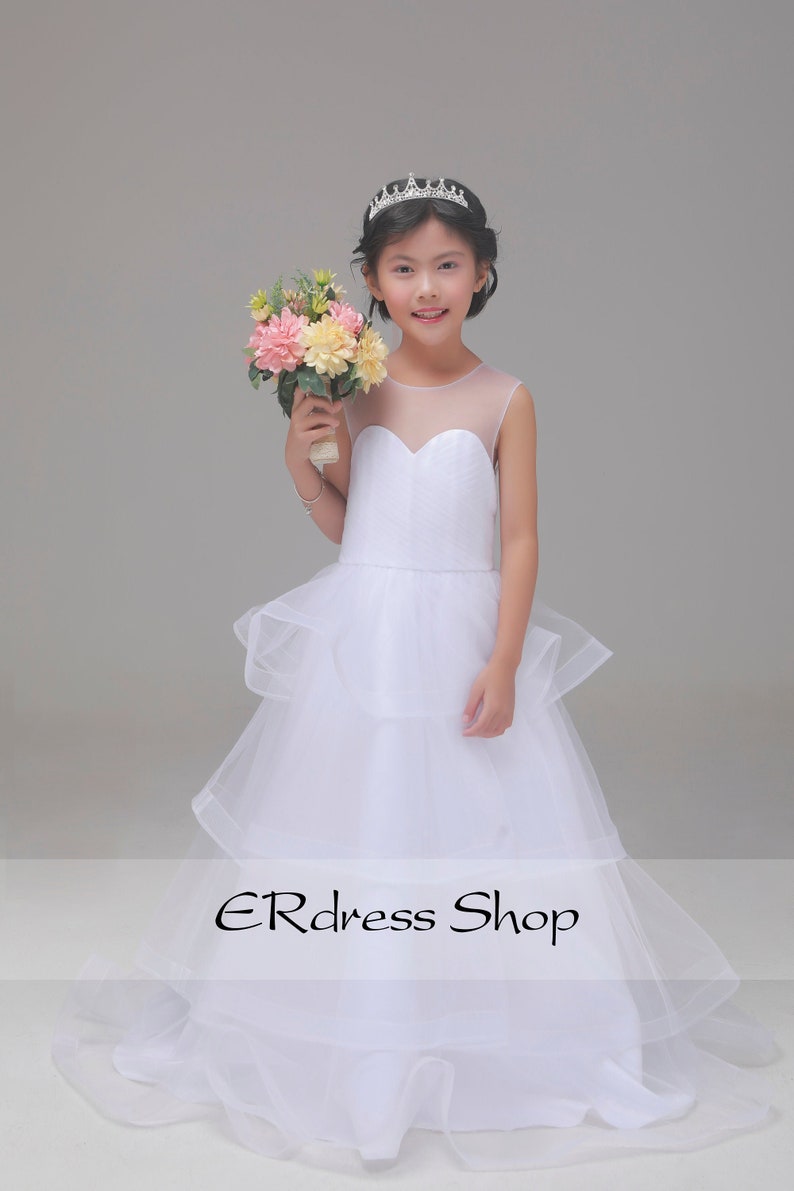 Tulle Wedding Flower Girl Long Dress Etsy