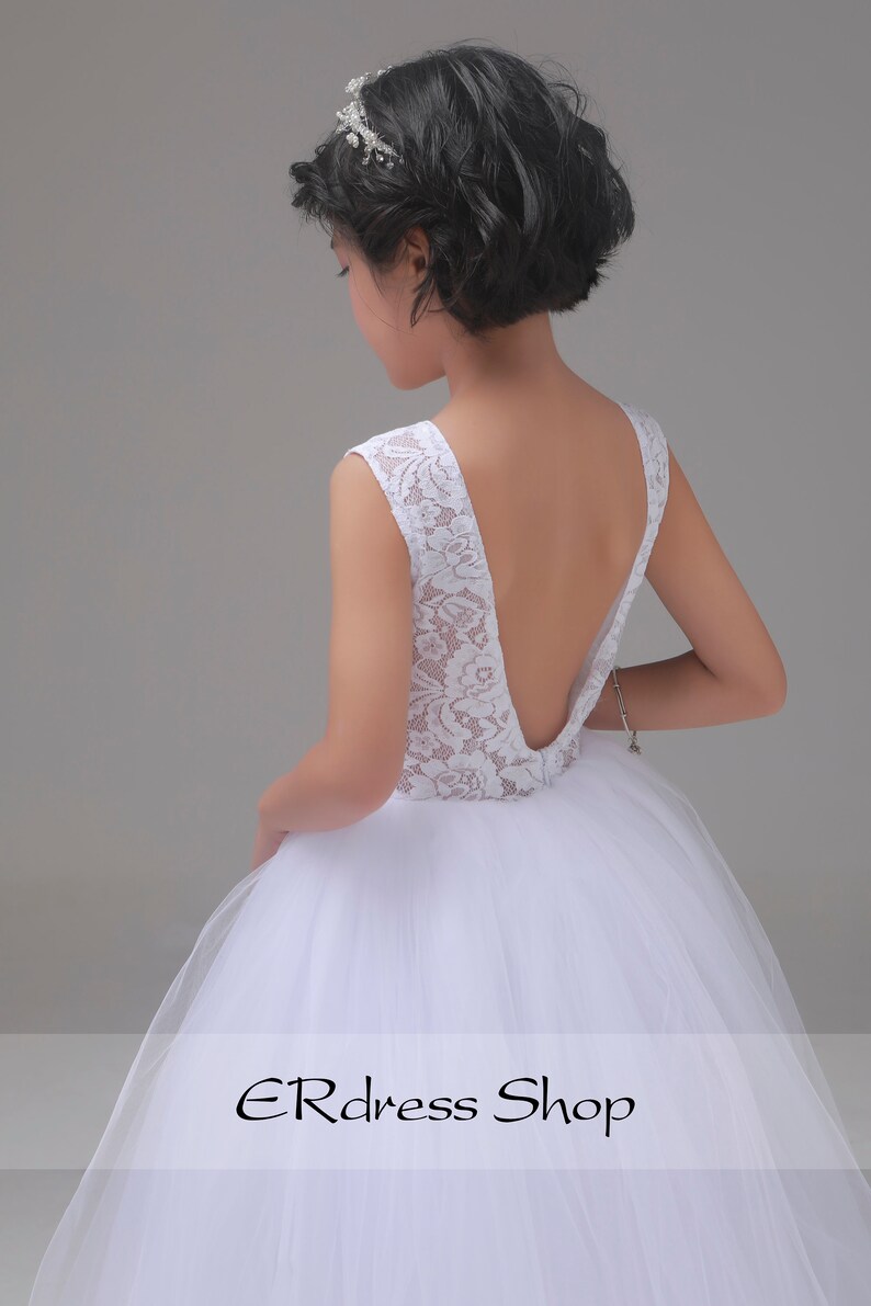 Princess Girl Party Dress White Lace Tulle Ball Gown