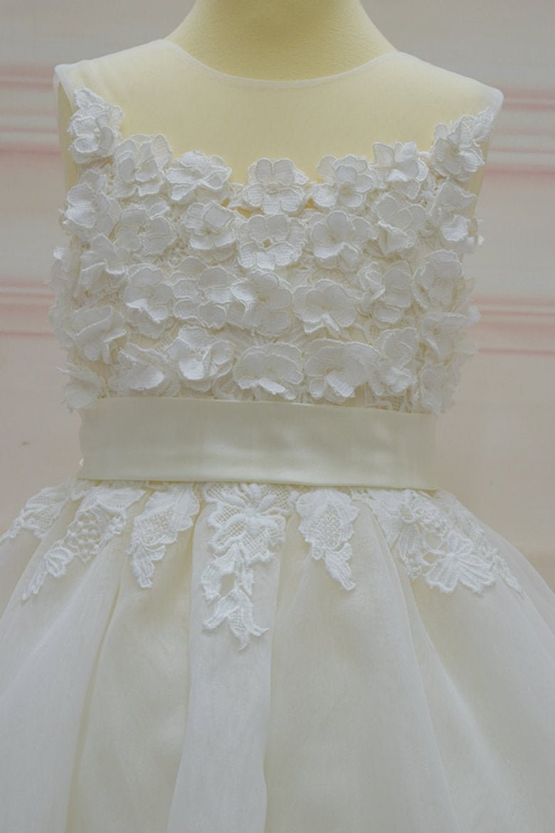 3D Floral Lace Sleeveless A-Line Flower Girl Dress main image 1